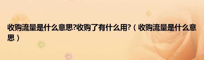 收购流量是什么意思_收购流量是什么意思?收购了有什么作用?(收购流量)