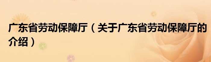 关于广东省劳动保障厅的介绍_广东省劳动保障厅(广东省劳动厅)