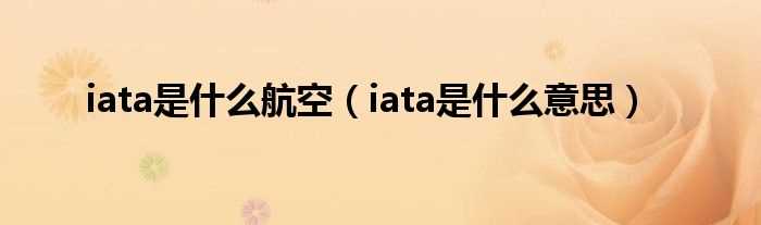 iata是什么意思_iata是什么航空?(iata)