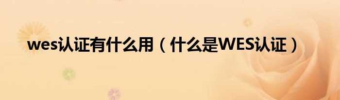 什么是WES认证_wes认证有什么作用?(wes)