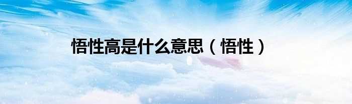 悟性_悟性高是什么意思?(悟性高)