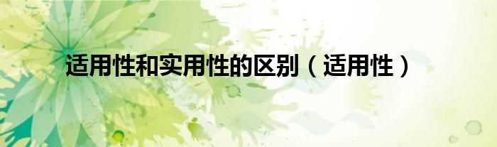 适用性_适用性和实用性的区别(适用性)