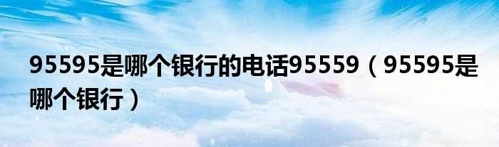 95595是哪个银行_95595是哪个银行的电话95559?(95595)