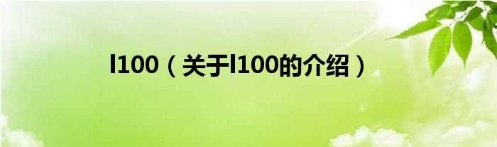 关于l100的介绍_l100(l100)