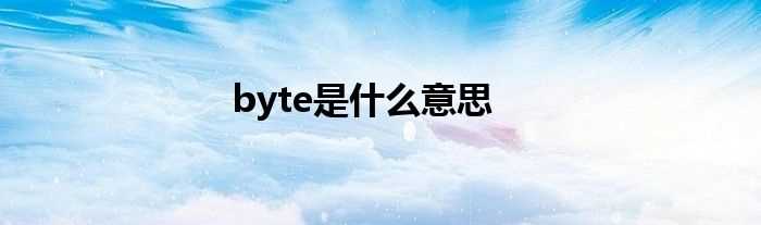 byte是什么意思?(byte)