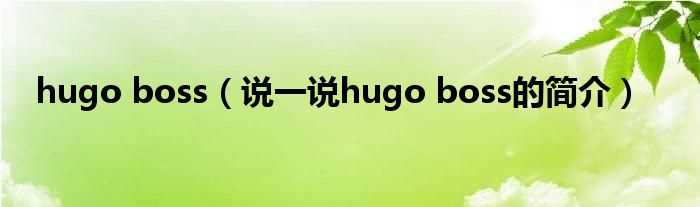 说一说hugo_boss的简介_hugo_boss(hugo boss)