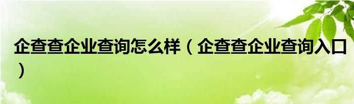 企查查企业查询入口_企查查企业查询怎么样?(企查查企业查询)