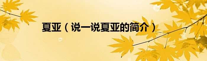 说一说夏亚的简介_夏亚(夏亚)