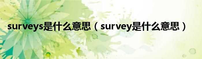 survey是什么意思_surveys是什么意思?(surveys)