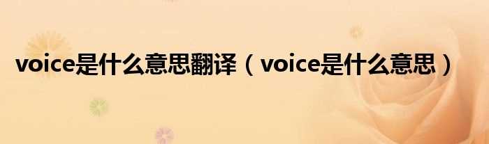 voice是什么意思_voice是什么意思翻译?(voice)