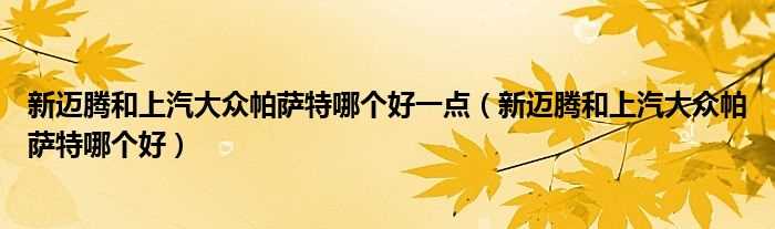 新迈腾和上汽大众帕萨特哪个好_新迈腾和上汽大众帕萨特哪个好一点?(新迈腾和新帕萨特)