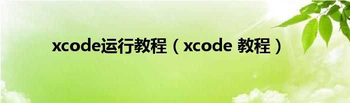 xcode_教程_xcode运行教程(xcode)