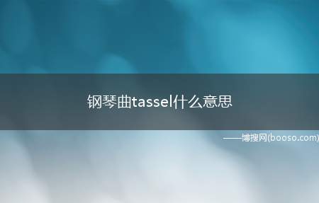 钢琴曲tassel什么意思（被誉为世上最好听的钢琴曲）